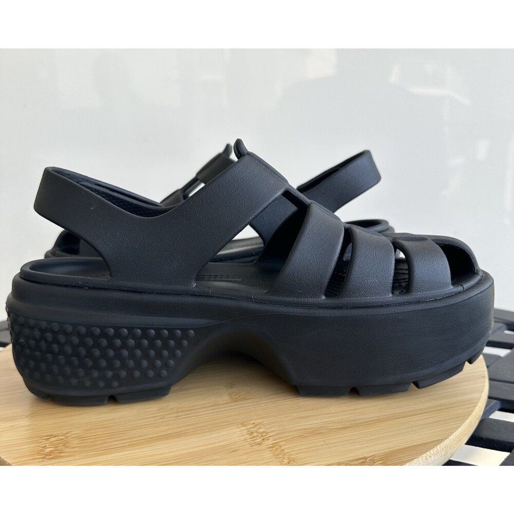CROCS Stomp Fisherman Platform Chunky Sandals Black Summer Comfort Size M 7/W 9 - Picture 8 of 15